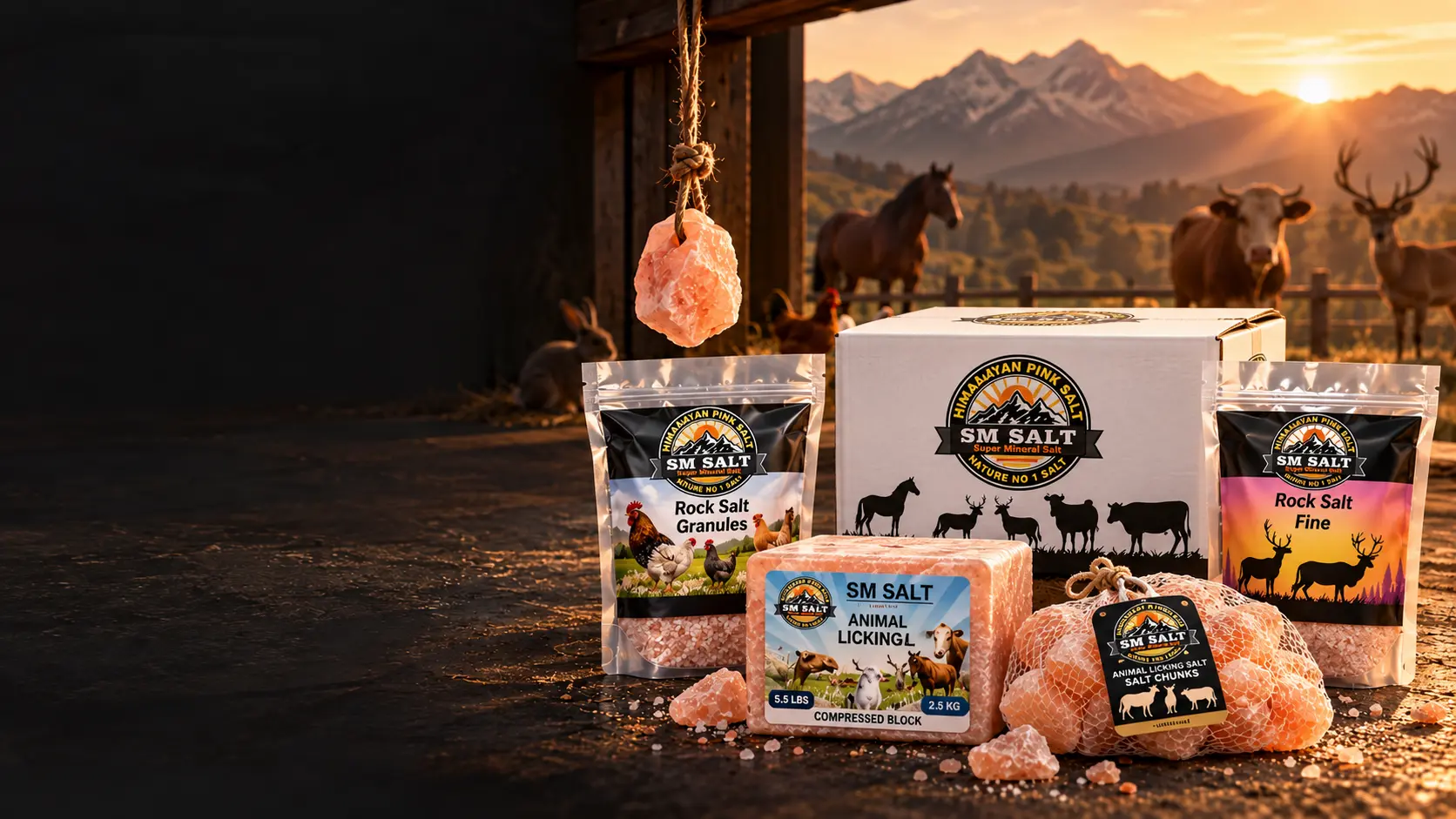 SM SALT natural animal salt formats and branded presentation