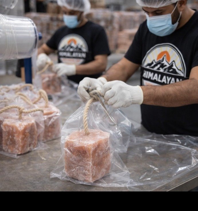 Workers packing rope salt licks