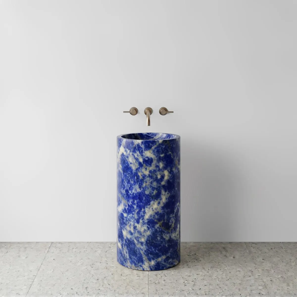 Blue Sodalite Marble Pedestal Sink - Cylinder