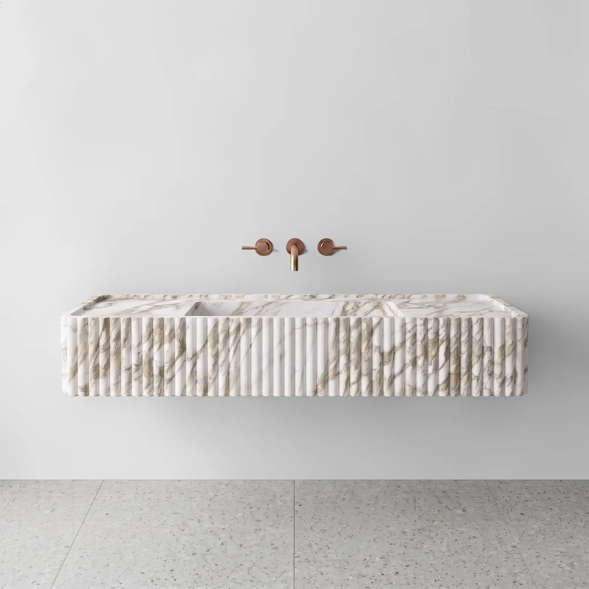 Calacatta Gold Marble Monolith Sink - Fluted