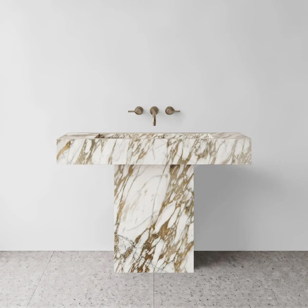 Calacatta Gold Marble Pedestal Sink - T-Shape
