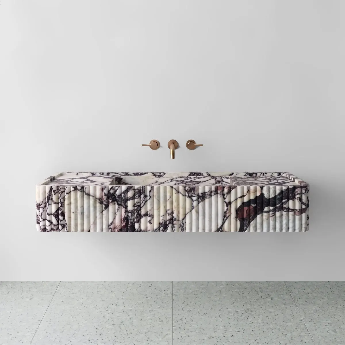 Calacatta Viola Marble Monolith Sink - Fluted