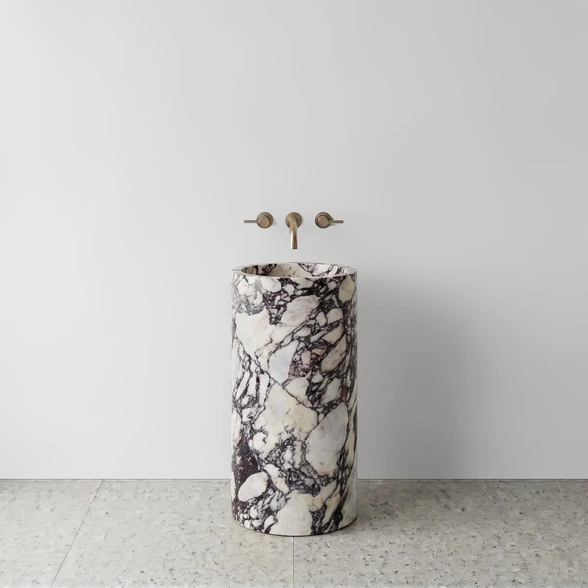 Calacatta Viola Marble Pedestal Sink - Cylinder