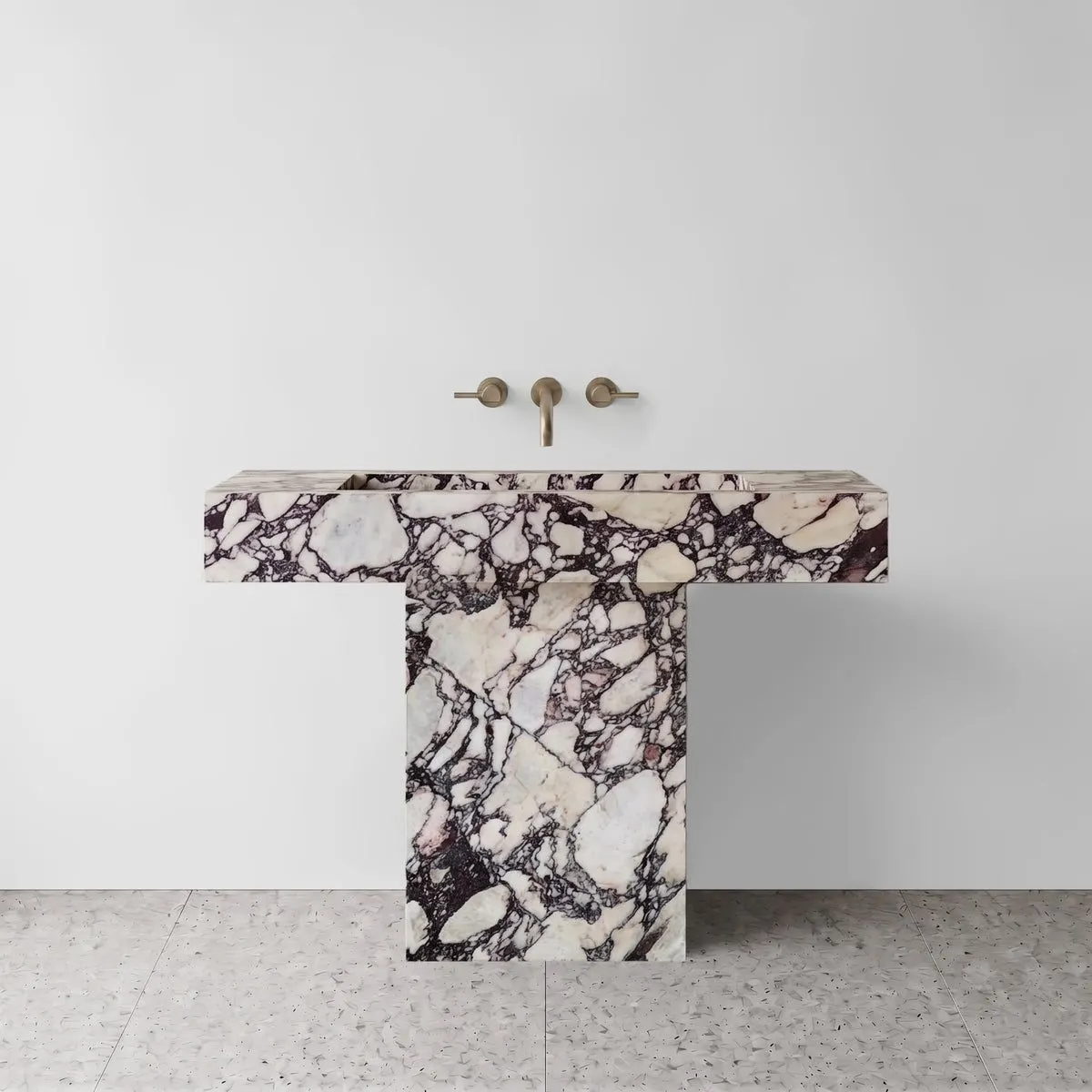 Calacatta Viola Marble Pedestal Sink - T-Shape