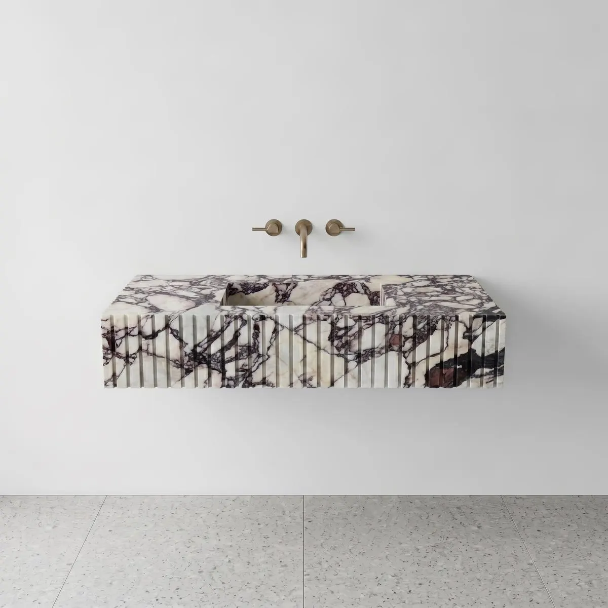 Calacatta Viola Marble Single Sink - Fluted