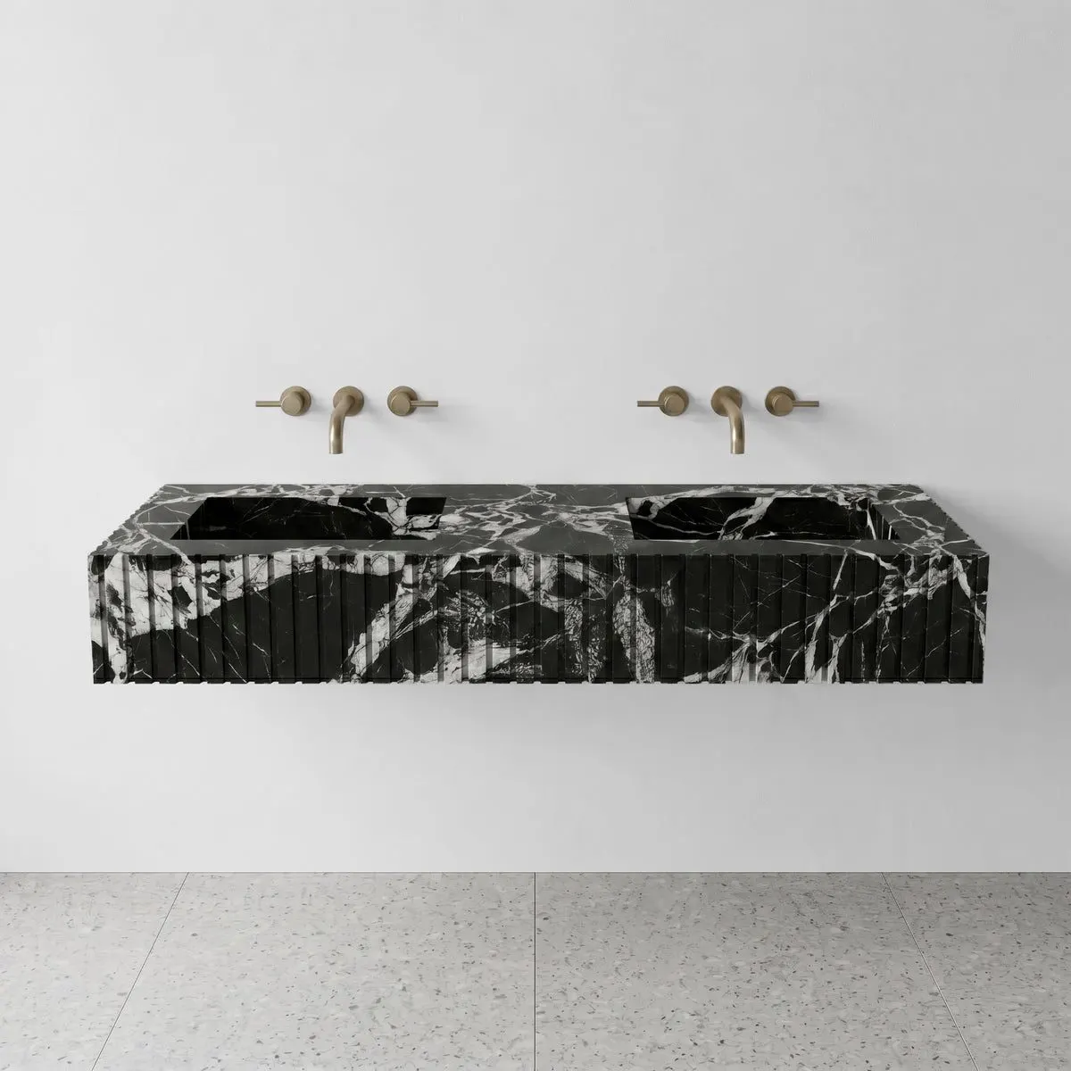 Grand Antique Marble Double Sink - Fluted