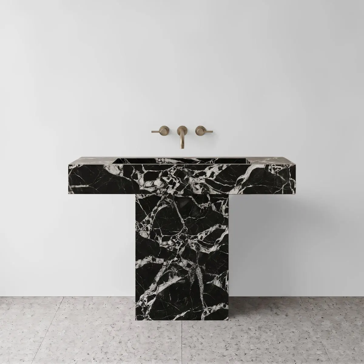 Grand Antique Marble Pedestal Sink - T-Shape