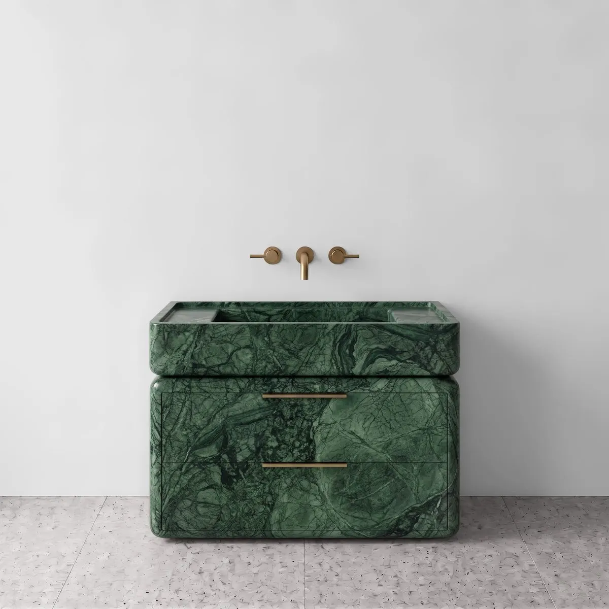 Green Guatemala Marble Double Drawer Vanity - Classical
