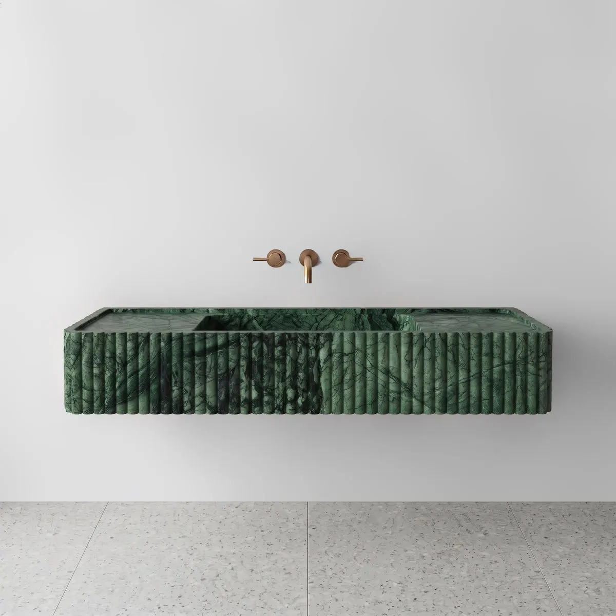 Green Guatemala Marble Monolith Sink - Fluted