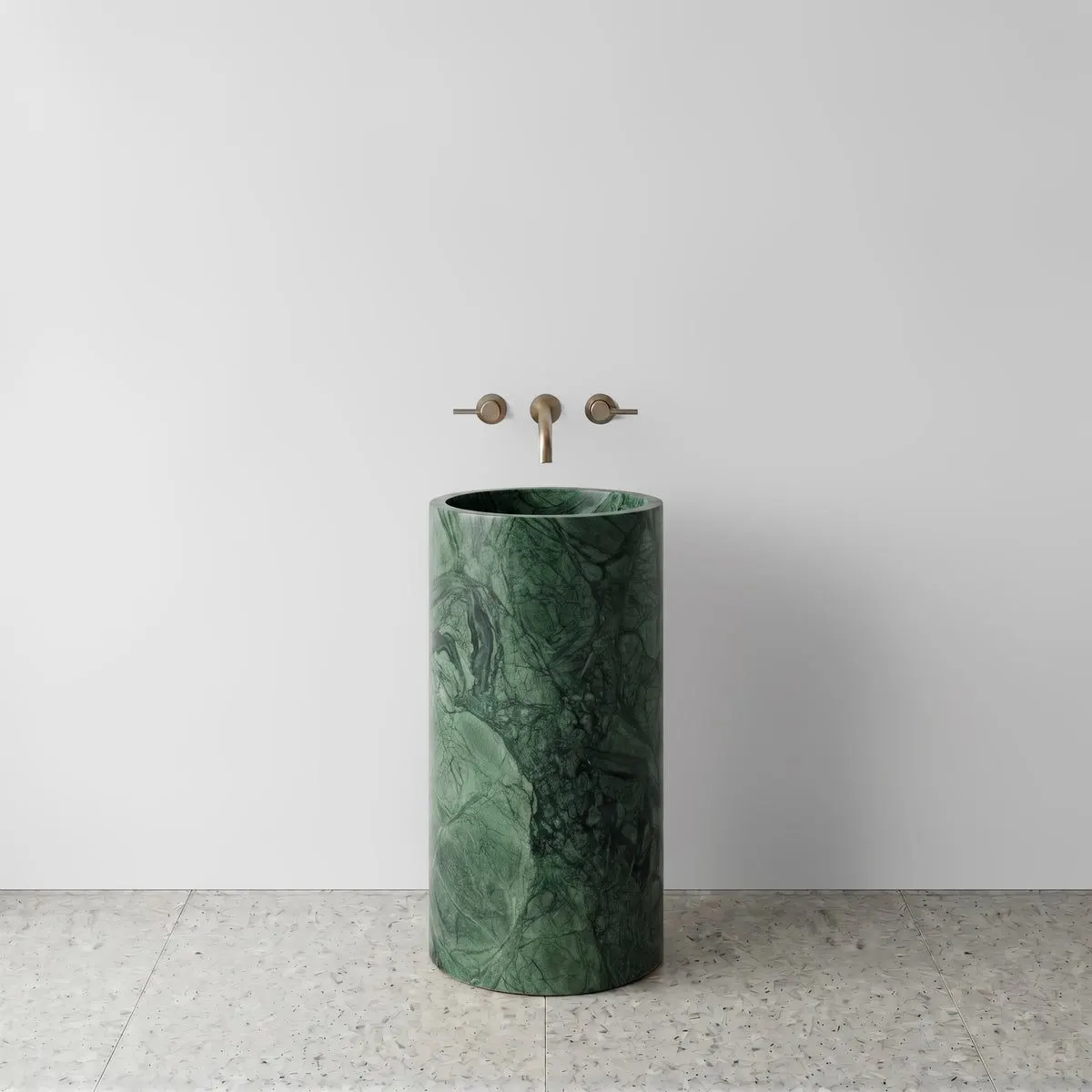 Green Guatemala Marble Pedestal Sink - Cylinder
