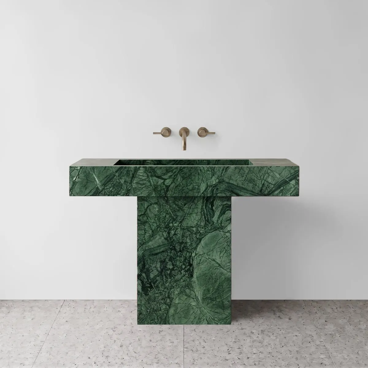 Green Guatemala Marble Pedestal Sink - T-Shape