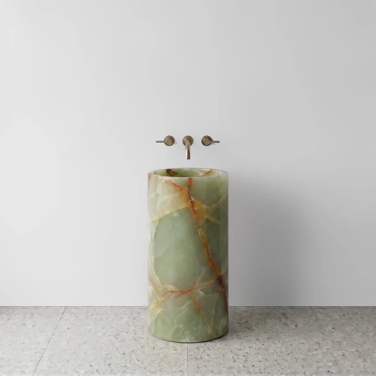 Green Onyx Pedestal Sink - Cylinder