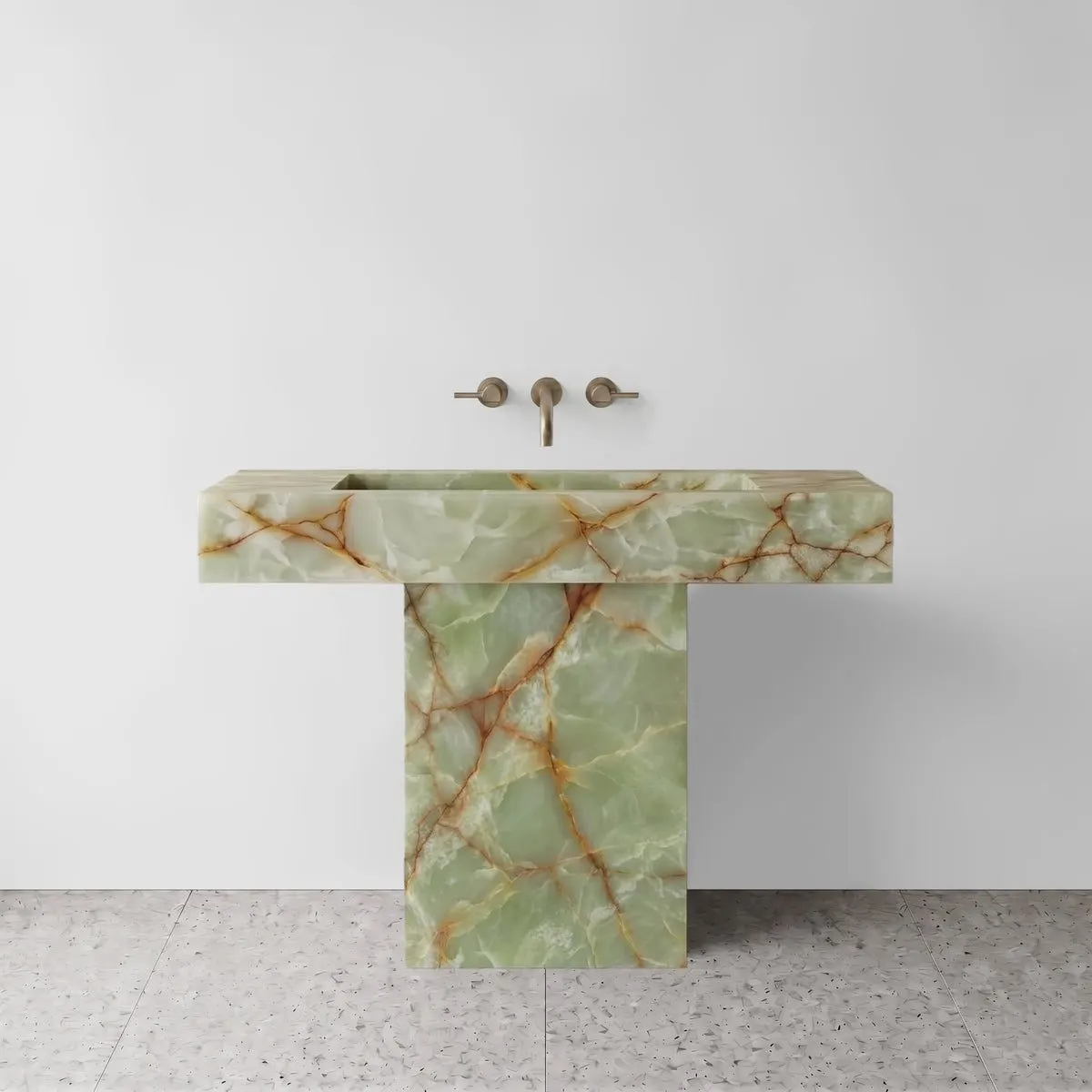 Green Onyx Pedestal Sink - T-Shape