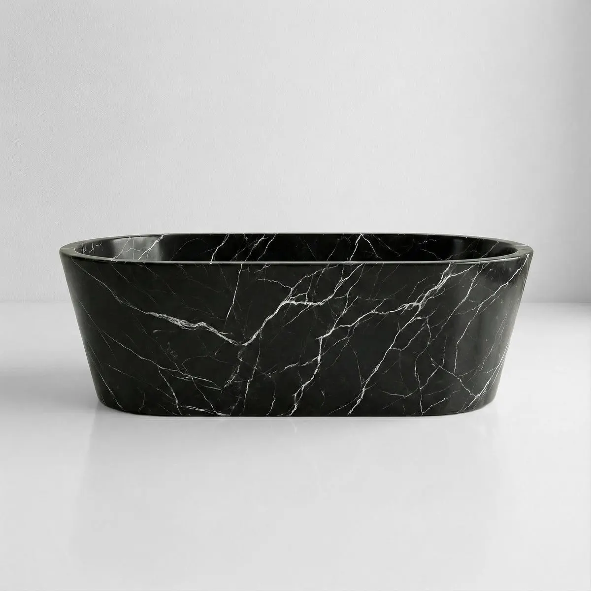 Nero Marquina Marble Freestanding Bathtub - Tapered