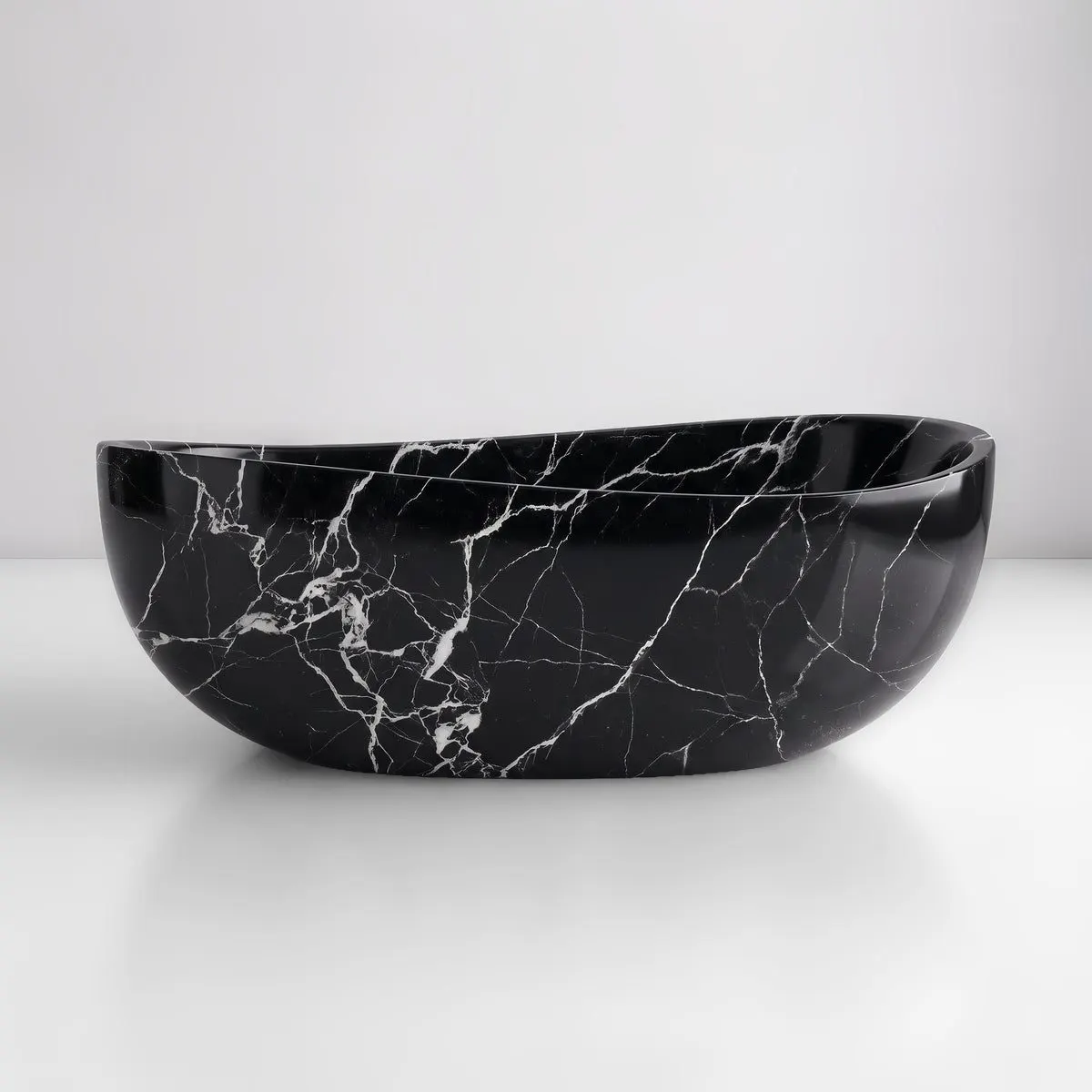 Nero Marquina Marble Freestanding Bathtub - Wave