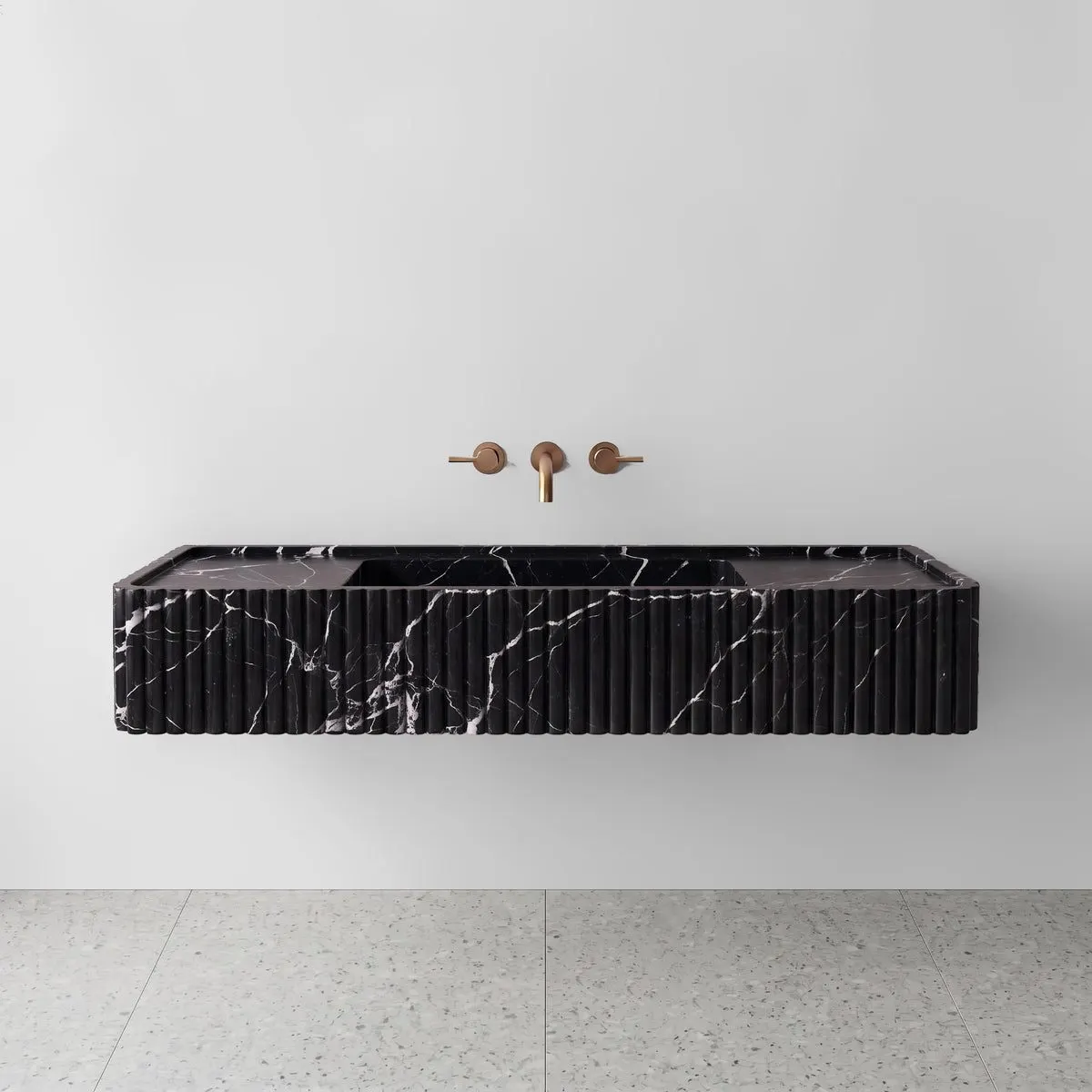 Nero Marquina Marble Monolith Sink - Fluted