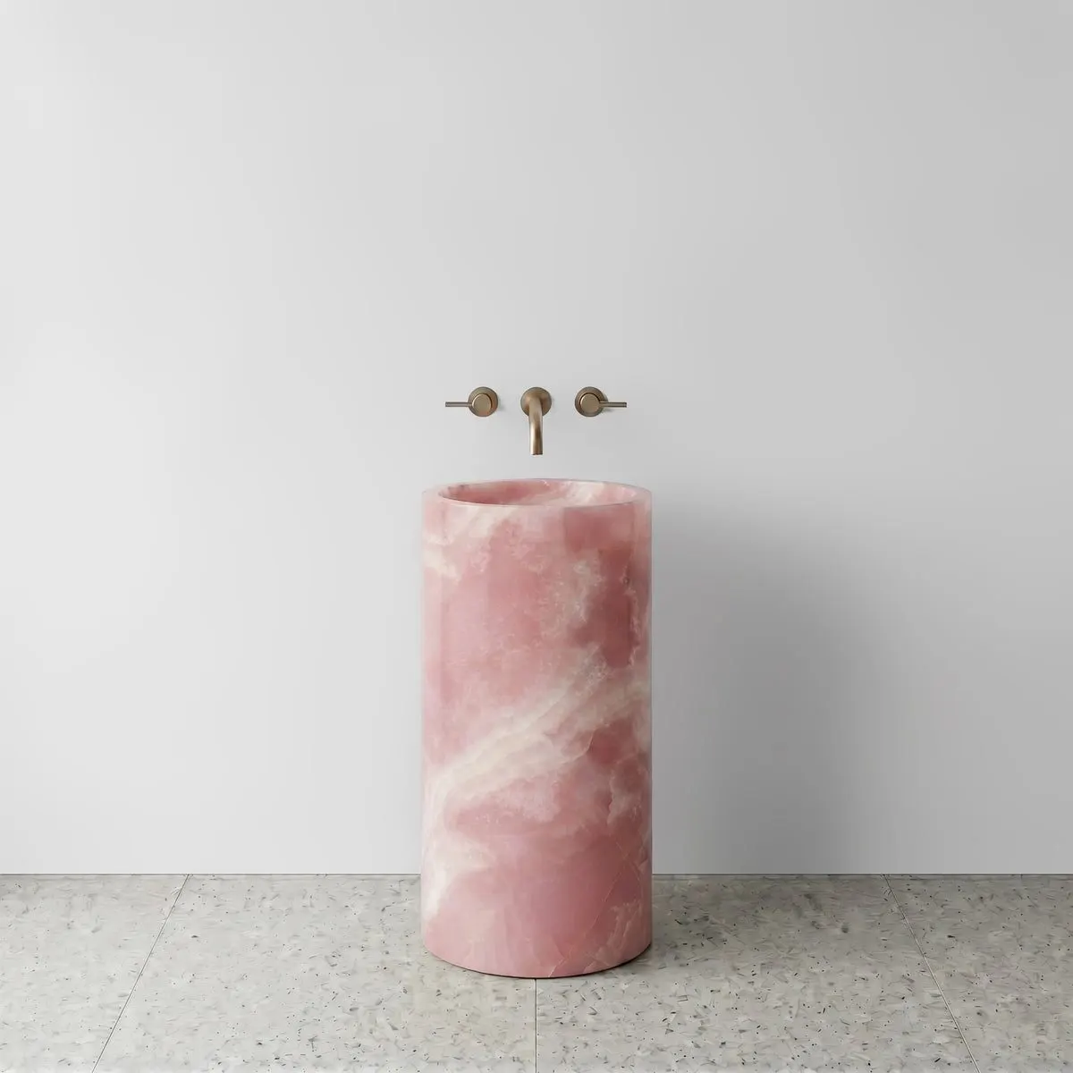 Pink Onyx Pedestal Sink - Cylinder