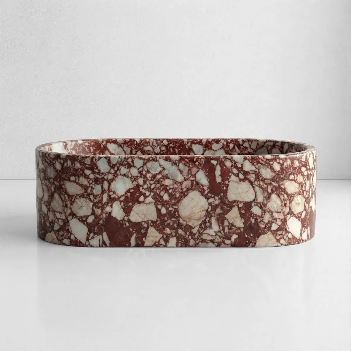 Red Bulgari Marble Freestanding Bathtub - Elliptical