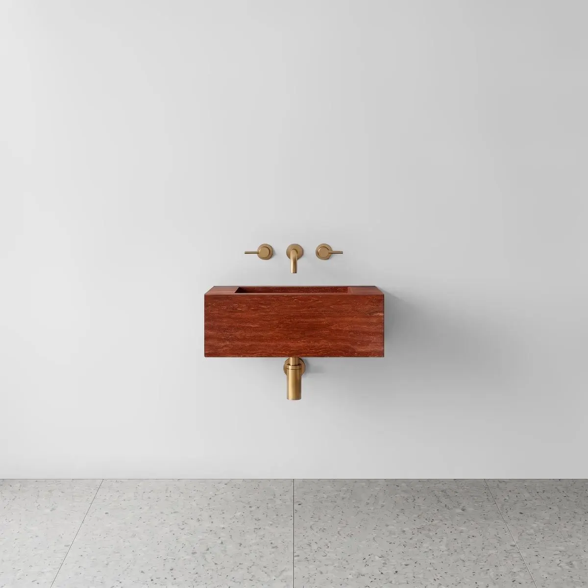 Red Travertine Powder Room Basin - Mini