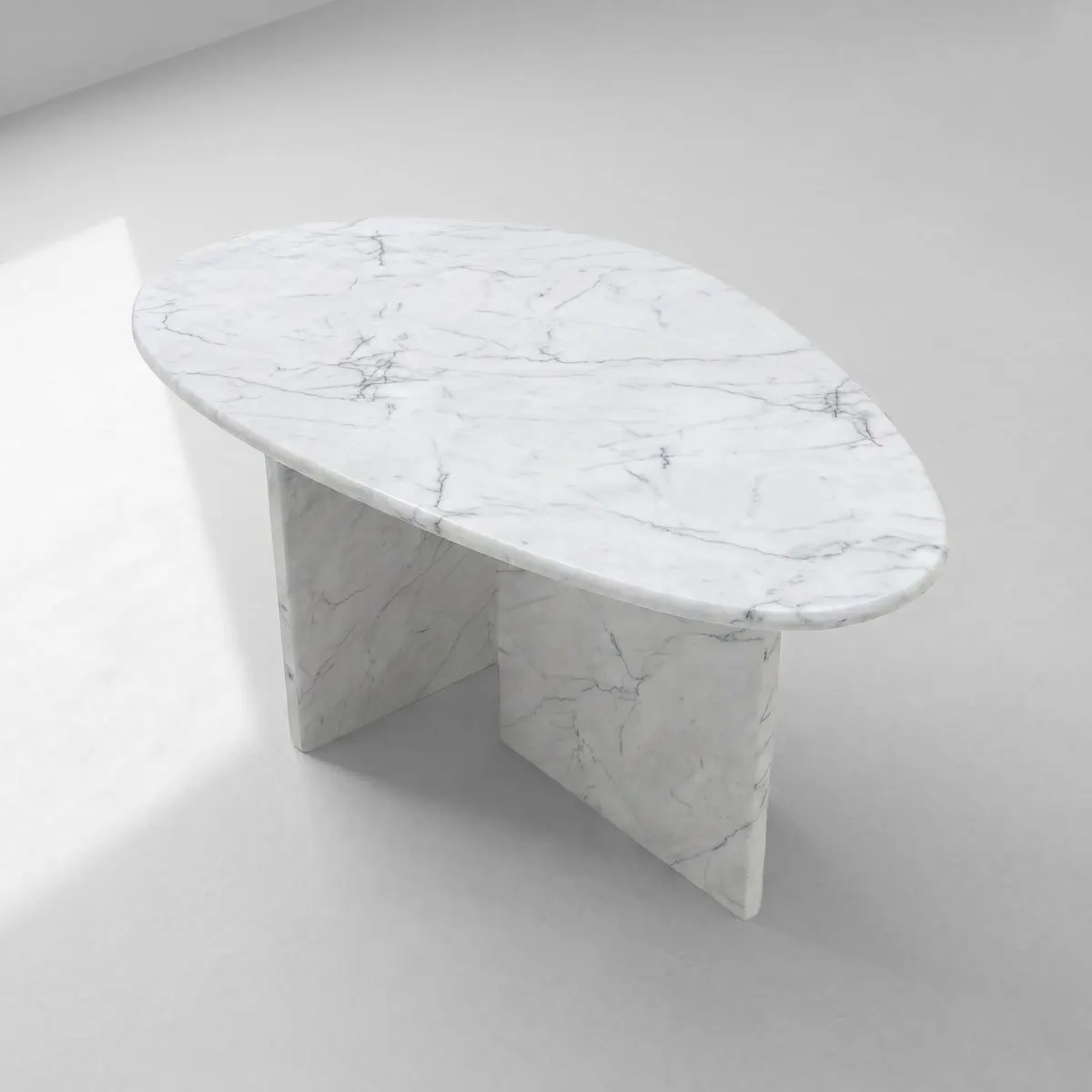 White Carrara Marble Coffee Table - Pebble