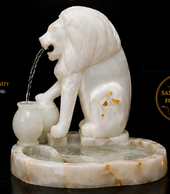 White Onyx Lion Fountain