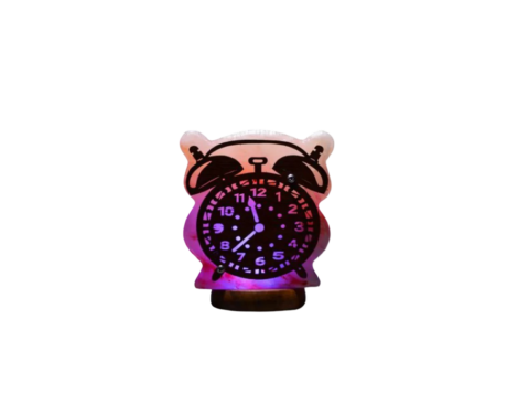 3D Clock Wooden Usb Salt Lamp