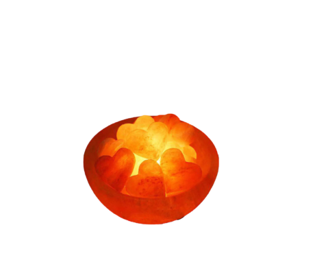 Heart Chunks Fire Bowl Salt Lamp