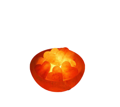 Heart Chunks Fire Bowl Salt Lamp