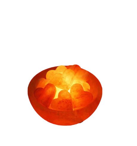 Heart Chunks Fire Bowl Salt Lamp