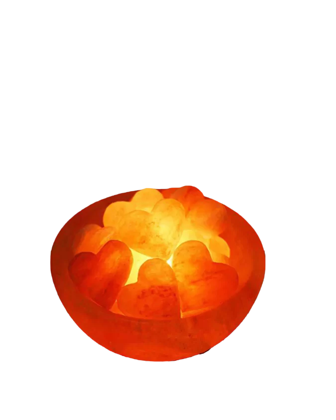 Heart Chunks Fire Bowl Salt Lamp