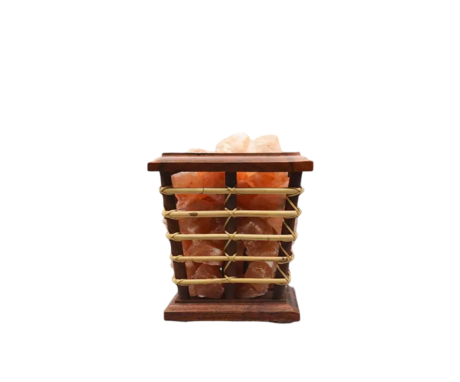 Wooden Basket Salt Lamp D1