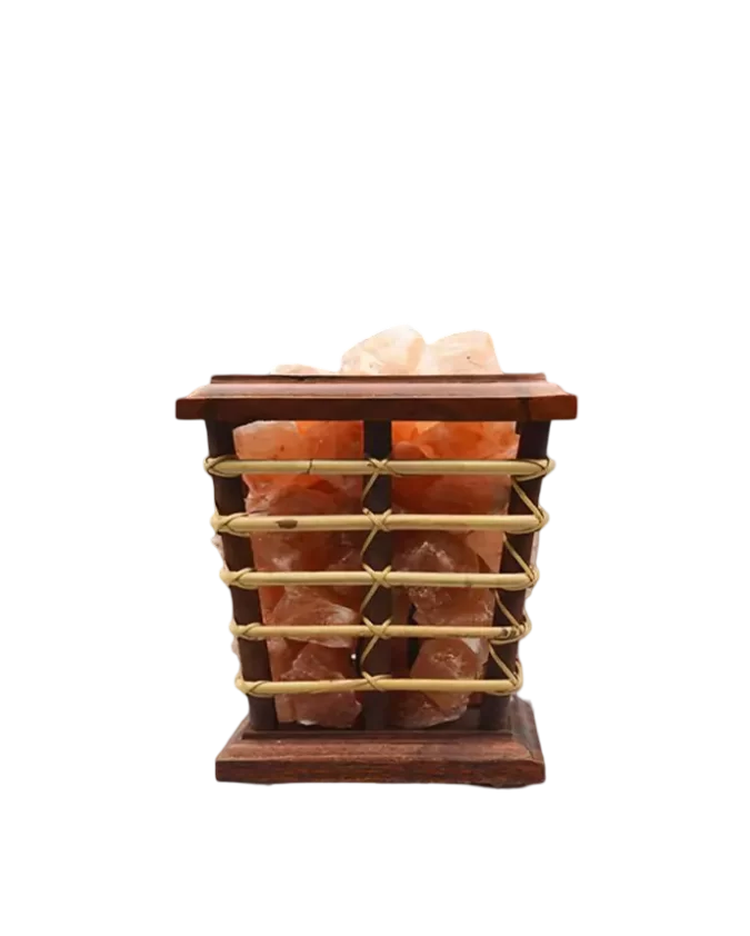 Wooden Basket Salt Lamp D1