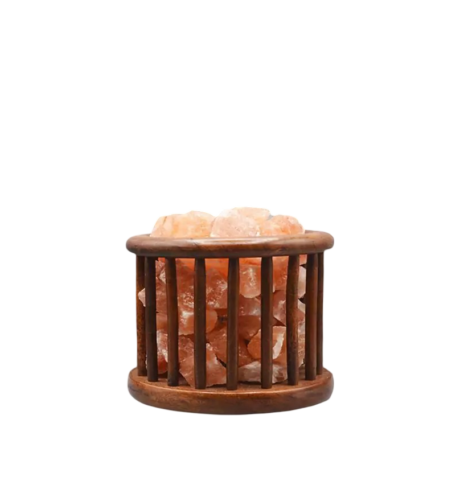 Wooden Basket Salt Lamp D3