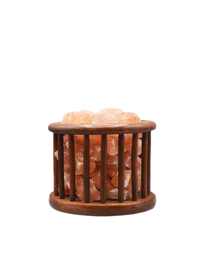 Wooden Basket Salt Lamp D3