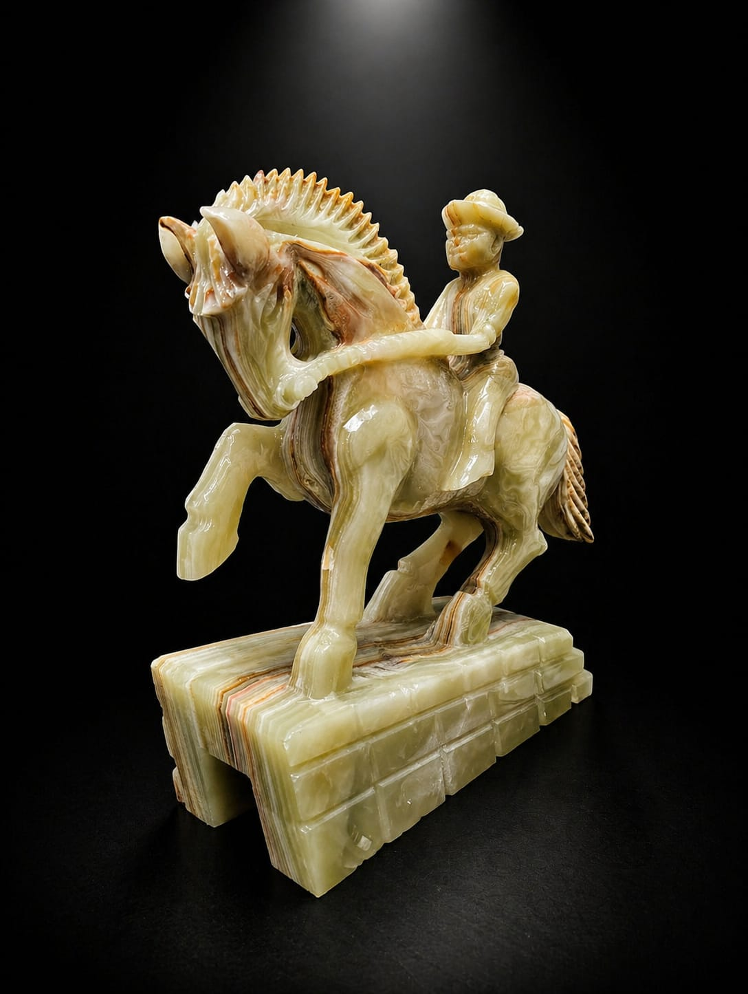 Hand-Carved Western Rider Sculpture