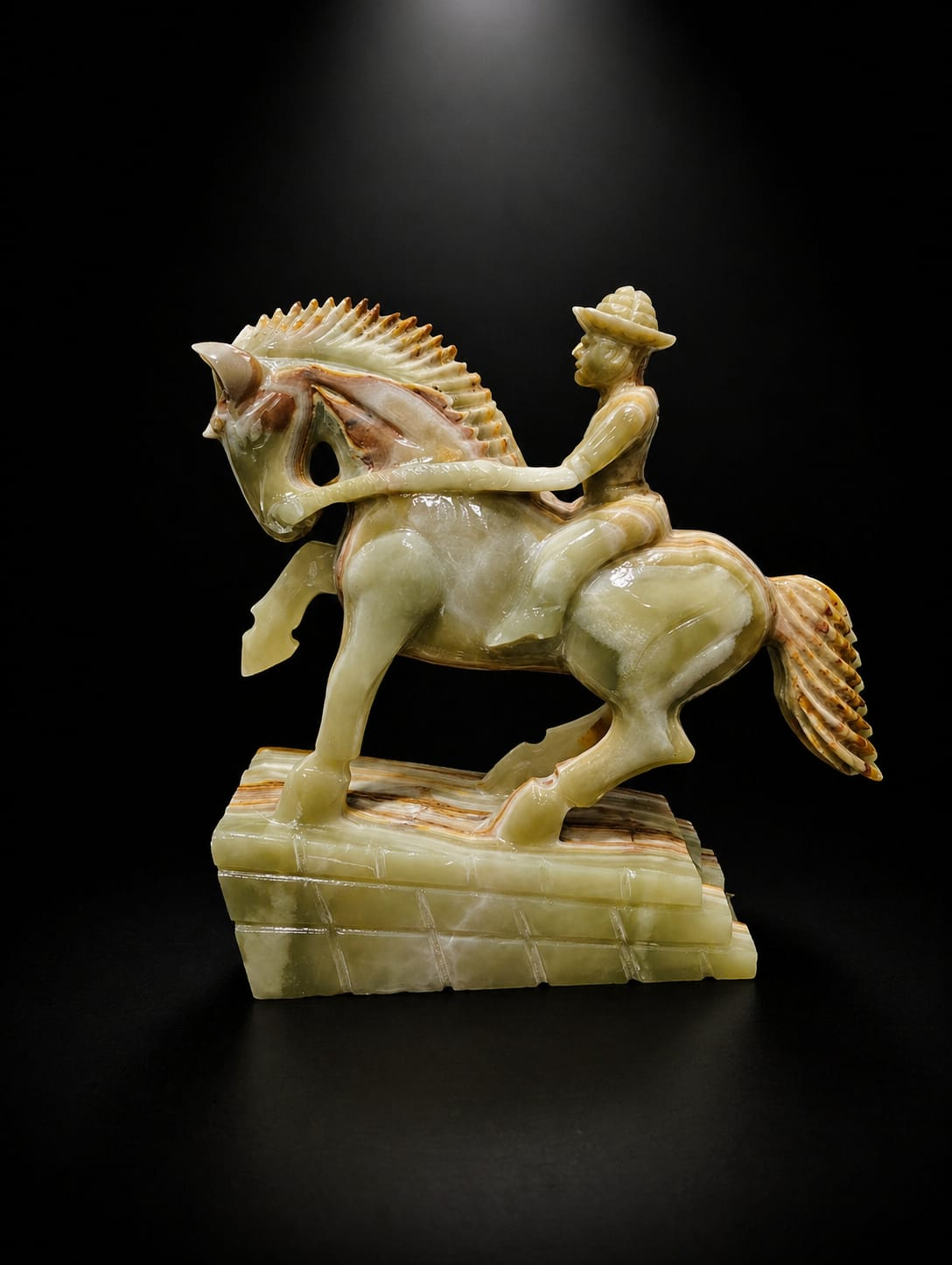 Hand-Carved Western Rider Sculpture - Image 3