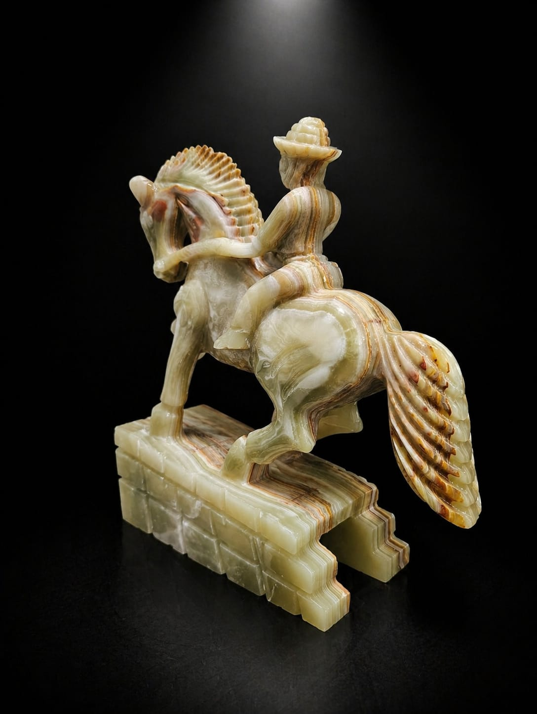 Hand-Carved Western Rider Sculpture - Image 2