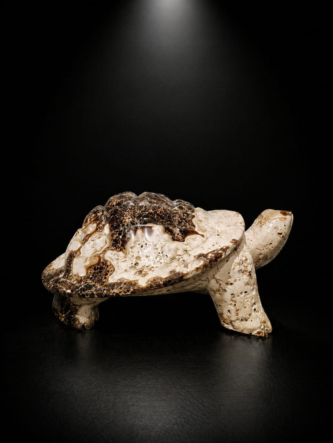 Natural Brown Vein Onyx Turtle Sculpture - Image 3