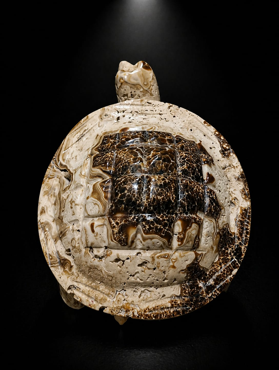 Natural Brown Vein Onyx Turtle Sculpture - Image 2