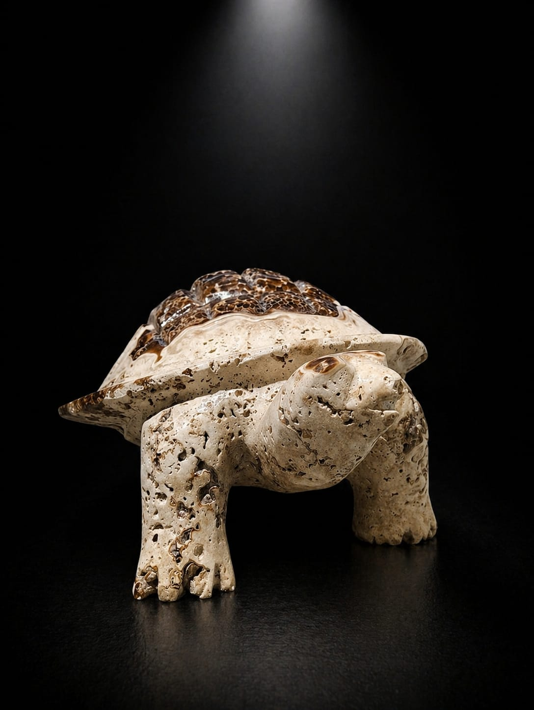 Natural Brown Vein Onyx Turtle Sculpture