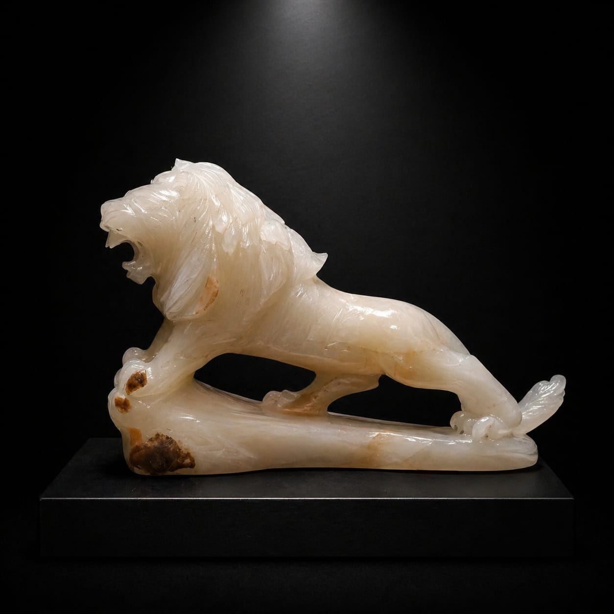 Imperial Onyx Lion Hand-Carved Statement Sculpture - Image 2