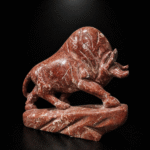 Red Jasper Fighter Bull Sculpture