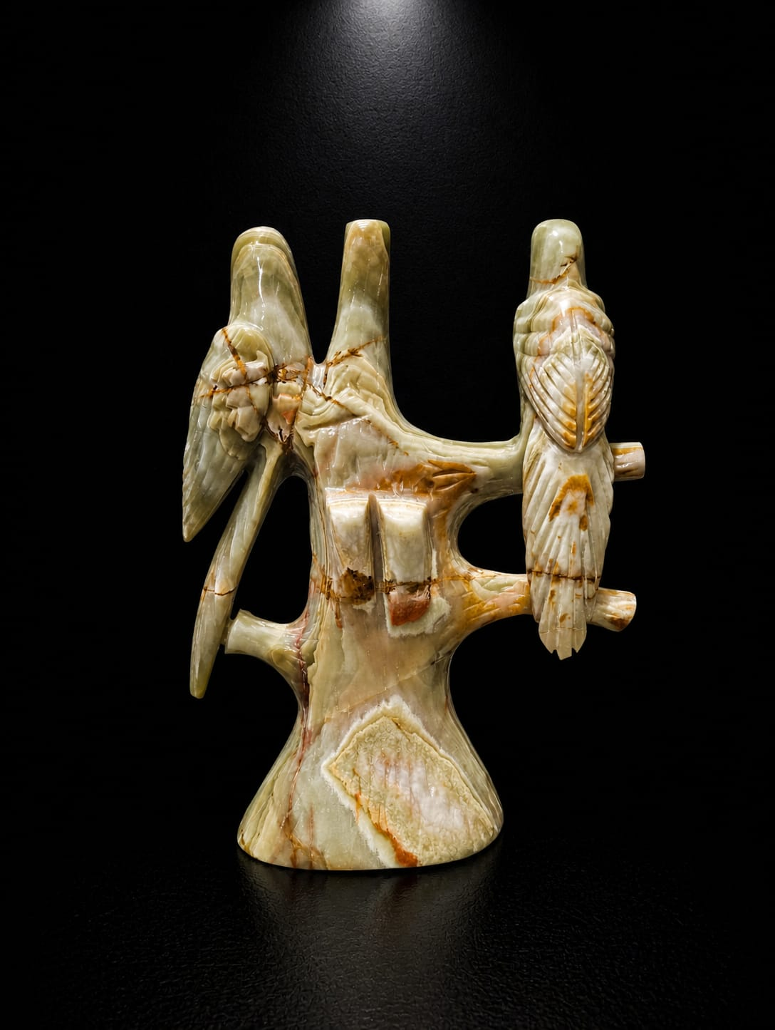 Multi Green Onyx Parrot Pair on Branch - Image 2