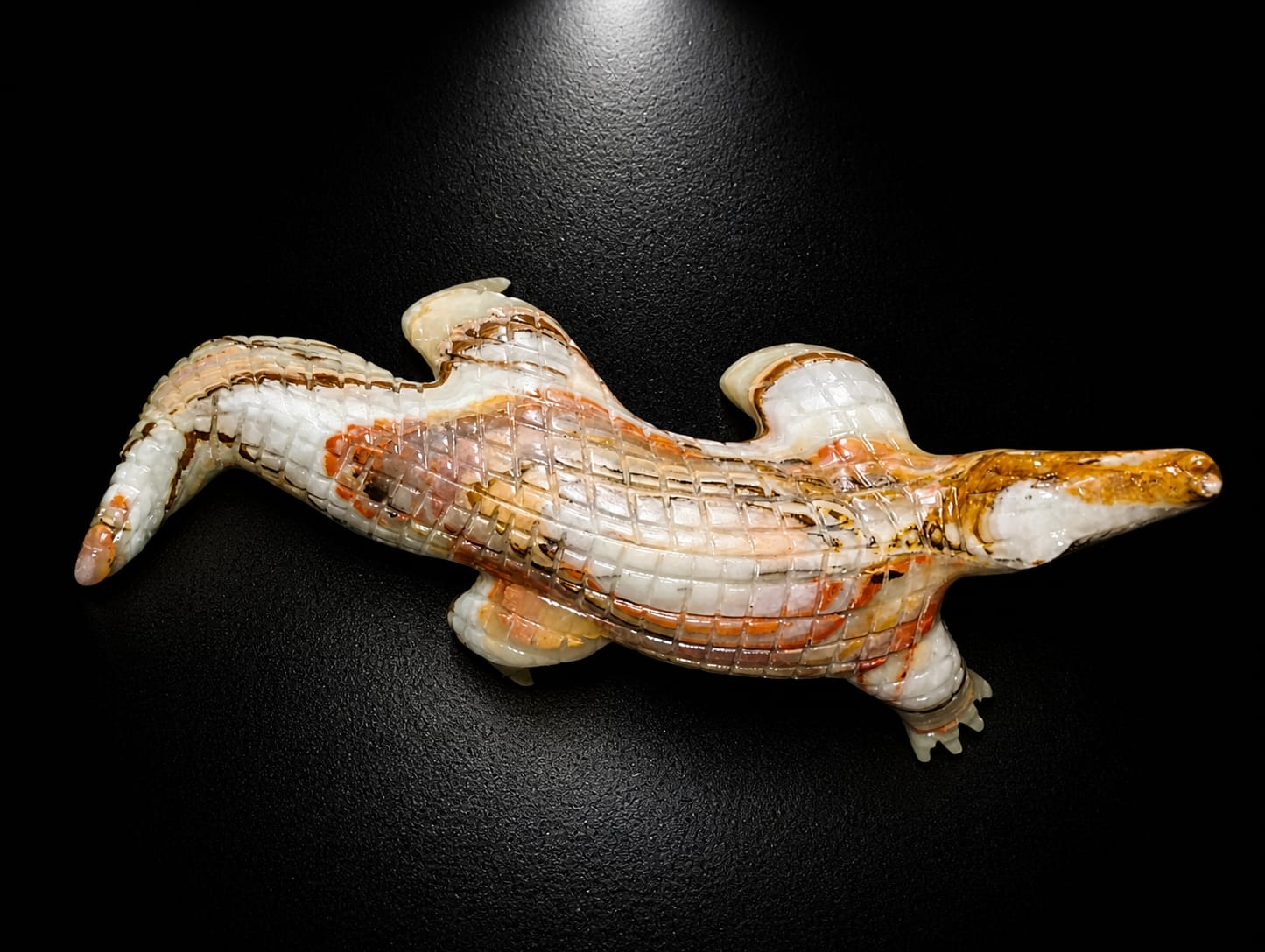 Multi Green Onyx Crocodile (Statement Luxury Sculpture) - Image 4