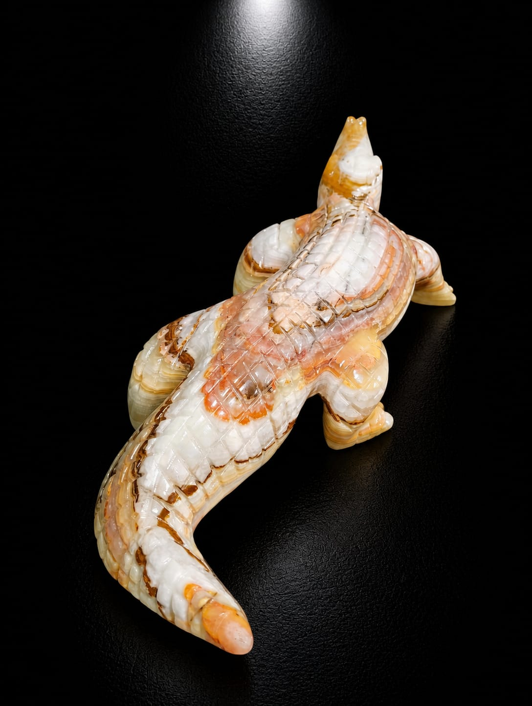 Multi Green Onyx Crocodile (Statement Luxury Sculpture) - Image 3