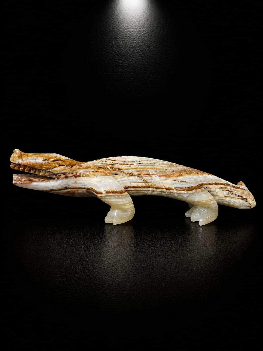 Multi Green Onyx Crocodile (Statement Luxury Sculpture) - Image 2