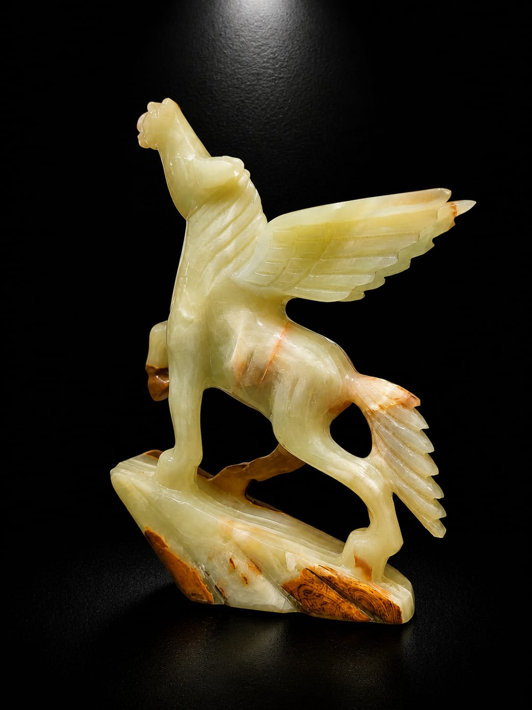 Hand-Carved Onyx Flying Horse (Pegasus Style Statement Sculpture) - Image 2