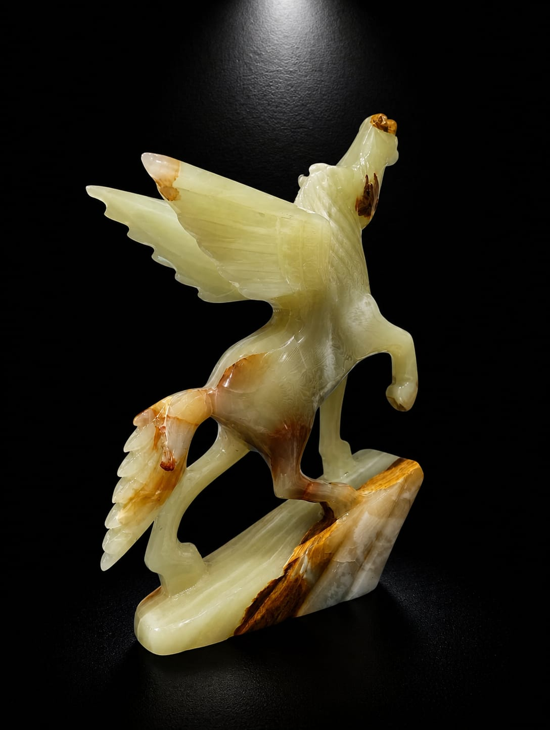Hand-Carved Onyx Flying Horse (Pegasus Style Statement Sculpture)