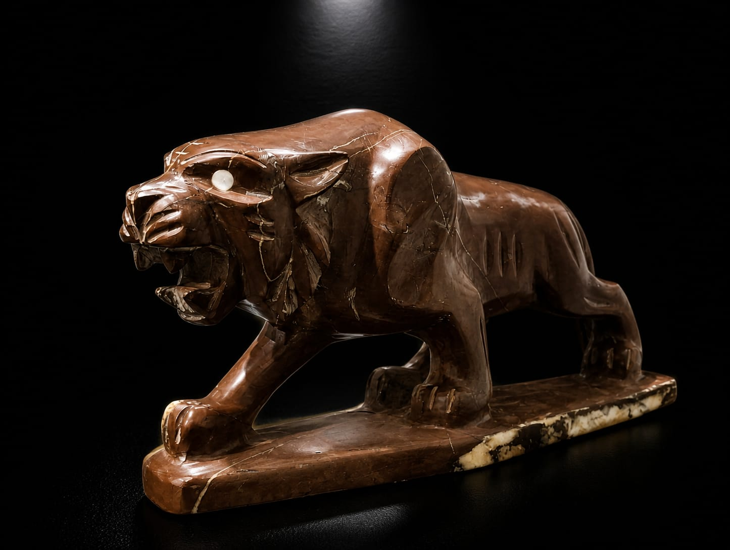Hand-Carved Chocolate Stone Tiger (Aggression & Control Sculpture) - Image 3