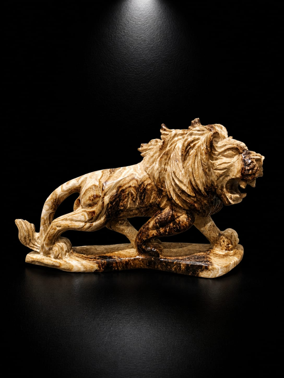 Hand-Carved Coke Stone Lion King (Royal Authority Sculpture) - Image 3